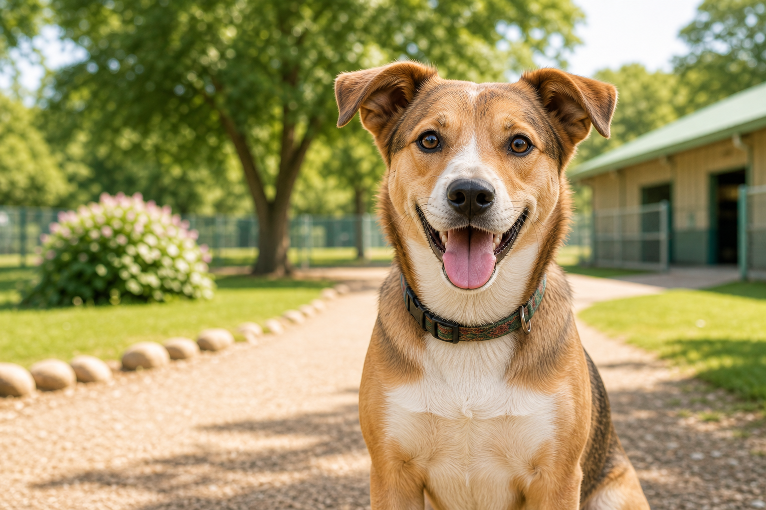 Happy rescue dog looking at the camera